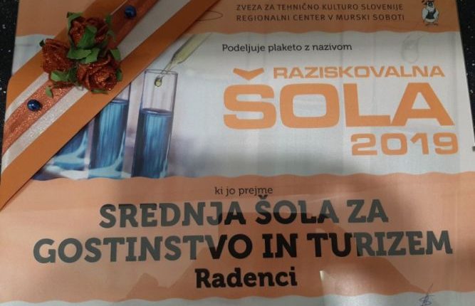 SŠGT Radenci – RAZISKOVALNA ŠOLA 2019